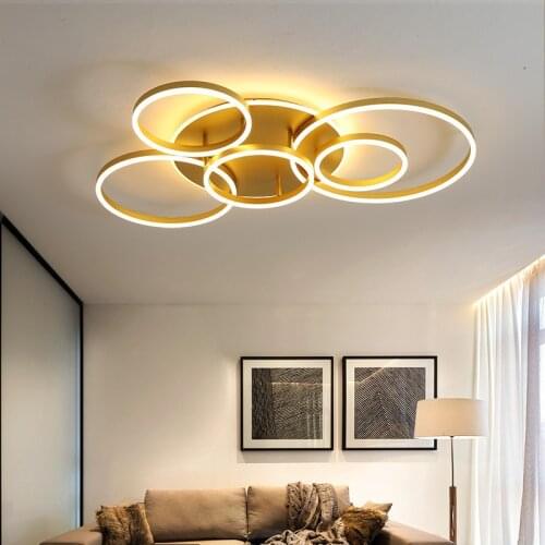 Modern Led Ceiling Lights New Dimmable Circle Rings Design For Living Dining Room Bedroom Kitchen Lamp Fixtures Surface Mount