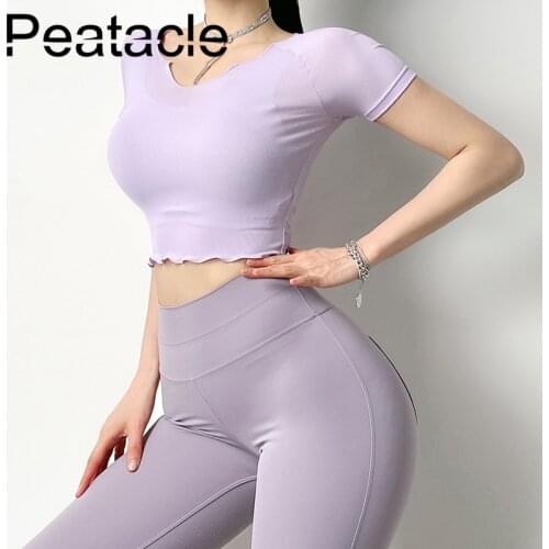 Peatacle Sports Shirt Womens Breathable Quick Dry Yoga Clothes Short Sleeve Training Fitness T-shirt