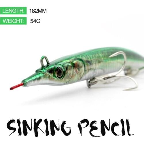 Sinking Pencil Fishing lures 182mm 54g Surface Hard Baits Good Action Fishing Wobblers Bass Pike Trout Long Casting Hard Bait