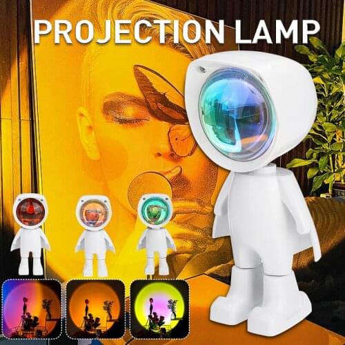 USB Rainbow Sunset Red Projector Atmosphere Led Night Light Sun Projection Desk Lamp Bedroom Bar Coffee Store Wall Decoration
