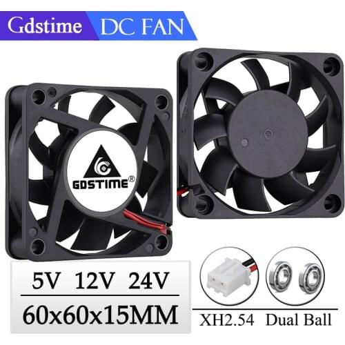 2Pcs Gdstime DC 5V 12V 24V Fan 60x15MM 60MM Ball Brushless Exhaust Cooling Fan 6cm 6015 3PIN USB Computer Equipment Cooler Fan