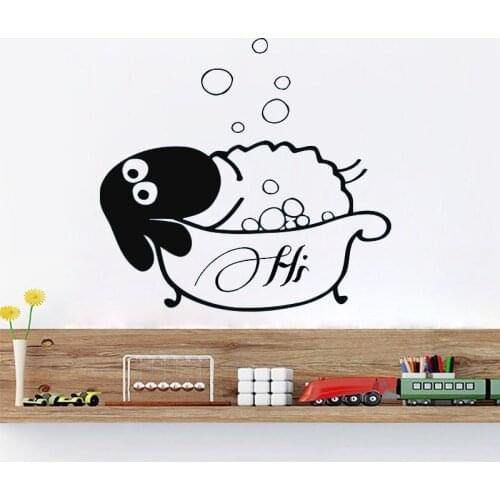 Sheep Take A Bath Wall Sticker Bubble Home Decor Kids Children Room Decoration Bathroom Waterproof Vinyl Removable Wallpaper