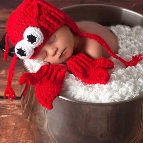 Cartoon Design Newborn Baby Knitted Costume Toddler Infant Solid Color Clothes Set Hat Gloves
