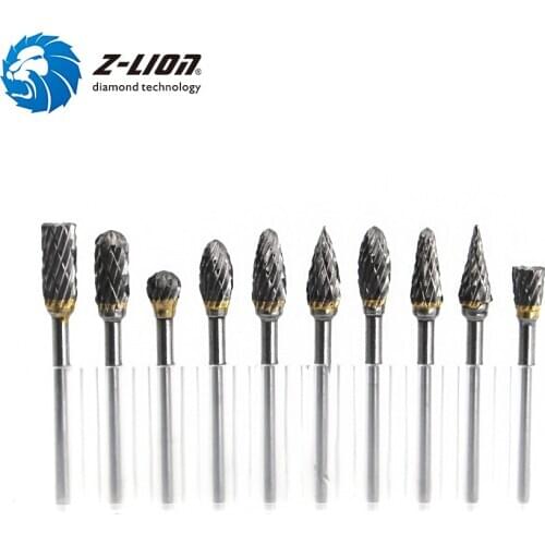 Z-LION Double Cut Carbide Rotary Burr Set，3*6mm Shank Double Cut Head Tungsten Carbide Rotary Burr Set Fits for Woodworking Engr