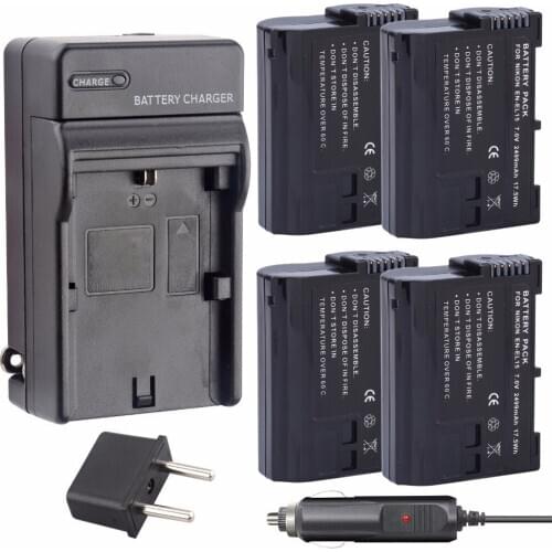 Probty 4pcs 2499mAh EN-EL15 EN EL15 camera Battery + Charger For Nikon D7000 D7100 D800 D800E D600 D610 D810 D500 D7200 V1