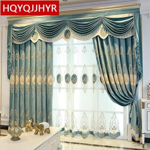Green Velvet Thickened Blackout Embroidered Curtains For The Living Room Custom Elegant High Quality Curtains For The Bedroom