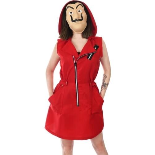 La Casa De Papel Cosplay Costumes Dali Painting Criminal Costume Red Dress Performance Clothes Women Girls Halloween Carnival