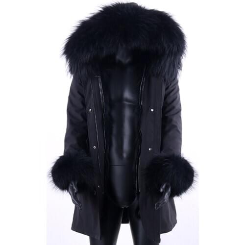 Raccoon Fur Collar Fox Fur Lined High Jacket 2020 Winter Man Real Fox Fur Coat Men Parkas Clothing Waterproof Long Jacket 2020