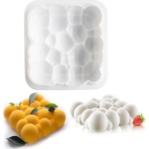 1PC Large Italian Silicone Cake Mousse Mold White Square Cloud Cake Mold Bubble Cloud Dessert Car Aroma Tool Baking tools