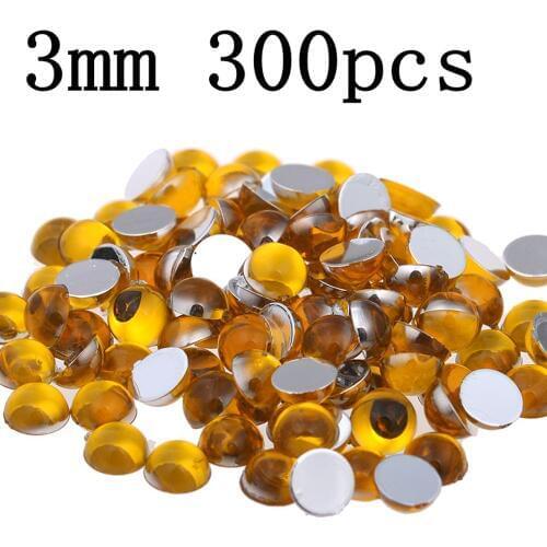 3mm 300pcs Art Nails Flatback Acrylic Rhinestones Half Round Beads DIY Craft Backpack Garment Accessories