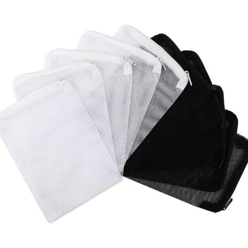 40 Pieces Aquarium Filter Bags Media Mesh Filter Bags with Zipper for Charcoal Pelletized Remove, White and Black
