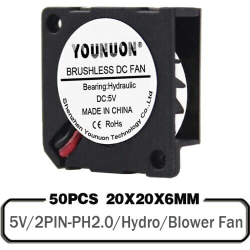 50PCS YOUNUON 20x20x6MM Blower Fan 2cm 20mm DC 5V Blower Cooling Cooler Fan 2006 Turbo Blower Radiator Fan