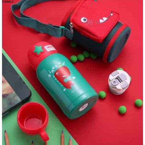 500ml Double Wall Child Thermal Bottle Outdoor Travel Cartoon Cup 316 Stainless Steel Vacuum Flask Mug with Straw Insulated