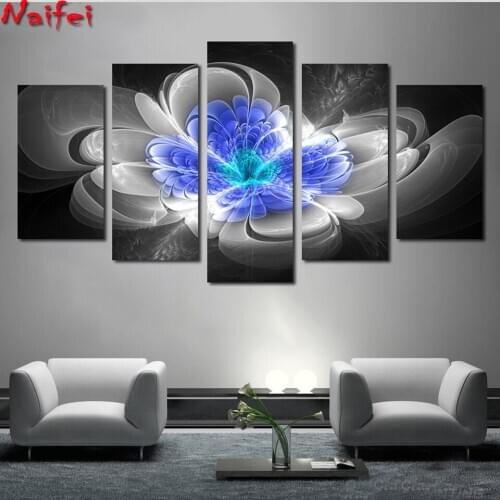 5 pcs Abstract Transparent Flower Square Round Drill Mosaic Diamond Painting Cross Stitch DIY 5D Full Embroidery Room decor