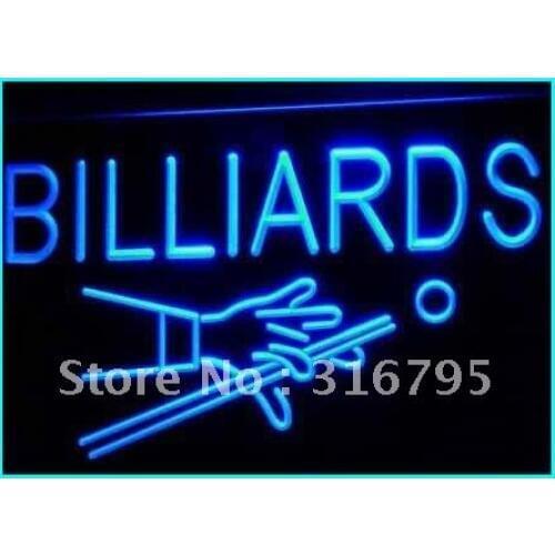 I309 Billiards Pool Room Table Bar Pub NEW Light Signs On/Off Switch 20+ Colors 5 Sizes