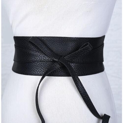 Boho Belt For Women Bowknot Faux Leather Wrap Around Cinch Waistband Black Brown Women Belt Clothing Accessories