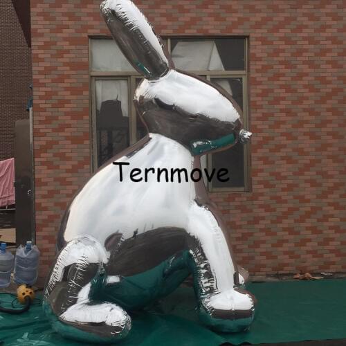 Large Silver Inflatable rabbit model Customized Inflatable Mirror Rabbit replica Inflatable animal Cartoon For Advertising
