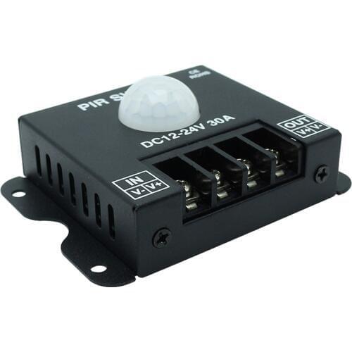 Black DC12V-24V 30A PIR Switch, Sensor Switch, Passive Infrared Swicth for Flexible LED Strips Light