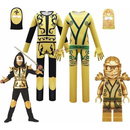 Boys Halloween Costume For Kids Anime Ninja Cosplay Zentai Jumpsuit Bodysuit With Mask Children Fantasy Christmas Party Suit