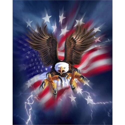 Eagle 5D DIY Diamond Painting America Flag Full Square Diamond Mosaic Embroidery Cross Stitch Rhinestones Picture Home Decor