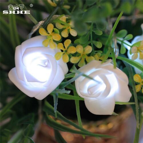 Battery Operated String Lights 5M 40 LED White Rose Fairy Lights for Bedroom Garden Christmas Wedding Party Holiday Decoration