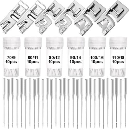 LMDZ Sewing Machine Needles Sewing Presser Foot Tool Home Machine Accessories Rolled Hem Sewing Machine Hemming Foot Kit