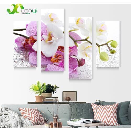 Flower Picture 4 Panel Oil Painting Flowers Picture Modern Cuadros Decoraction Wall Picture For Living Room HD Prints Unframed