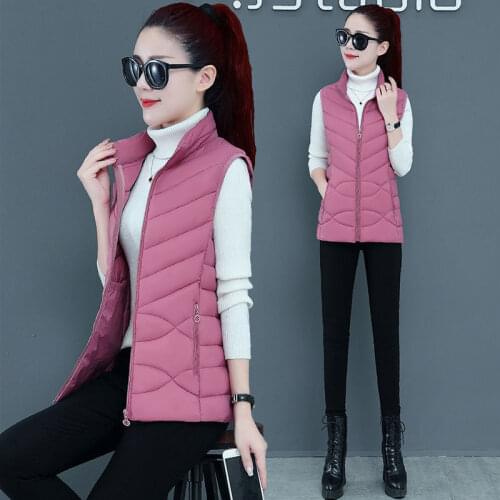 Jacket Vest down Cotton Vest Womens Short Autumn Winter Coat Vest Cotton-Padded Coat Chaleco Mujer
