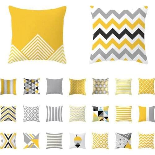 Summer Fresh Yellow Geometry Cute Pillows Case Modern Nordic Simple Yellow Cushion Case Living Room Throw Pillows Home Decor