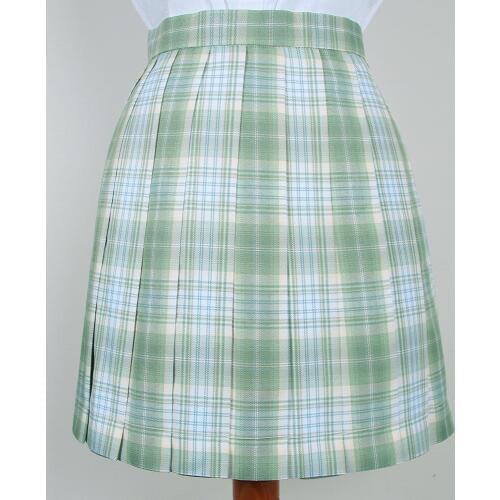 "Cedar" Sweet Womens Light Green Plaid Skirt JK Japanese Girl School Uniform Short Pleated Skirt A-Line Necktie Bow Tie