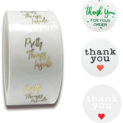 100-500pcs Labels 1inch Clear Gold Foil Thank You Stickers for Wedding Pretty Baking Gift Cards Envelope Sealing Label Stickers