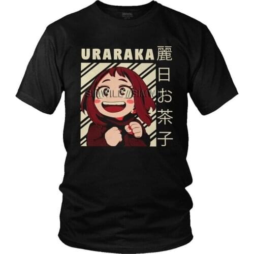 Ochako Uraraka T Shirt Mens Cotton Printed Anime Manga T-shirt Novelty Tshirt Short Sleeve My Hero Academia Tee Top Clothing