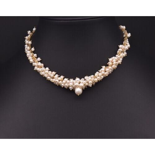 Charm Women Lady Statement Natural Freshwater Pearl Choker Necklace for Wedding Party Trendy Designer Jewelry Gift Beads Collar