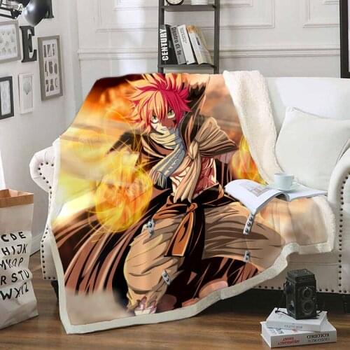 Fairy Tail Funny Character Blanket 3D Print Sherpa Blanket on Bed Home Textiles Dreamlike Style 11