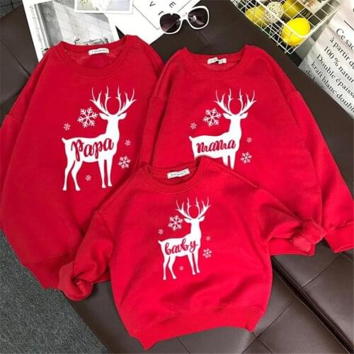 "Daddy Mommy Kid Christmas deer"Family Matching Clothes Sweatshirts Matching Outfits Pullovers Family Christmas Outerwears Tops