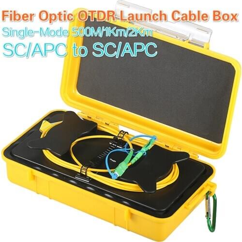 Single-Mode SC/APC to SC/APC for 500M 1Km 2Km 1310/1550nm Fiber Optic OTDR Launch Cable Box Dead Zone Eliminator Fiber Rings Box