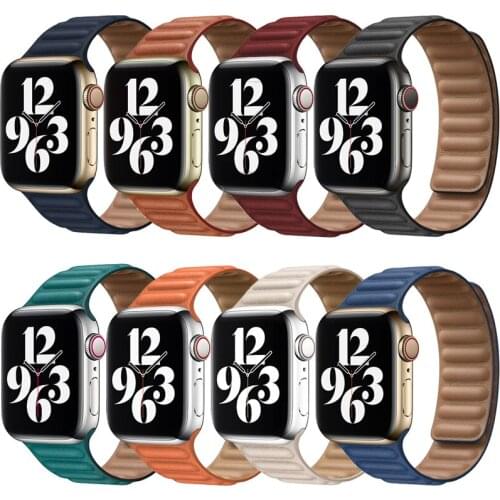 Original 1:1 Leather Link for apple watch 6/5/SE/4/3/2 Magnetic Loop strap for apple watch band 44mm 42mm 40mm 38mm iwatch belt