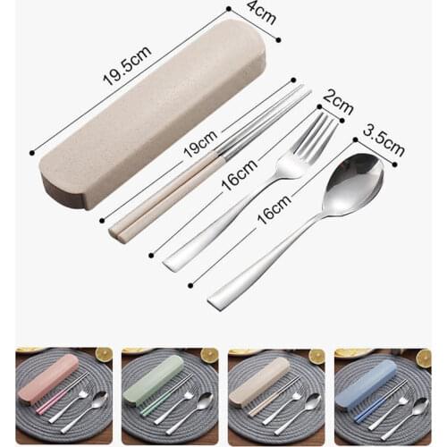 Clearance Sale Portable Stainless Steel Dinnerware Sets Traveling Picnic Cutlery Tableware Sets Chinese Style Dinnerware Set