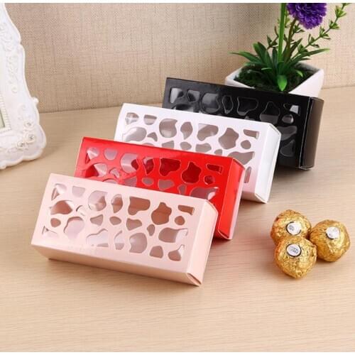 Hollow Pattern Multicolor Film Cake Biscuit Box Macaron Box Wedding Gift Box With PVC Window LX2142