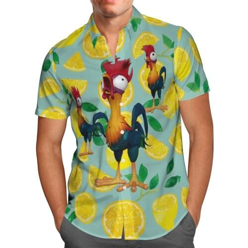 Anime Rooster Lemon 3D Beach Hawaiian 2021 Summer Shirt Short Sleeve Shirt Streetwear Oversized 5XL Camisa Social Chemise Homme