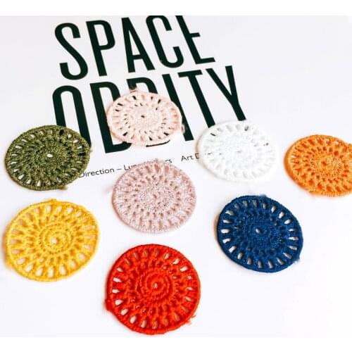 Handmade Cotton Woven Crochet Floral Round Charms DIY Jewelry Findings 120pcs 28mm Ornament Accessories Earring Necklace Pendant