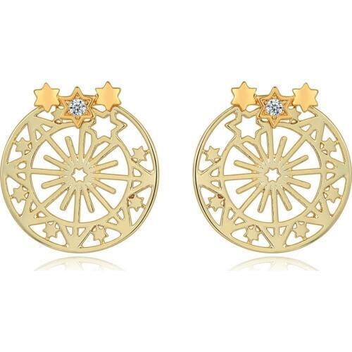 TRACYSWING Stud Earrings For Women Ferris Wheel Of Happiness Cubic Zirconia Stars Girl Gift Fashion Jewelry TWE092