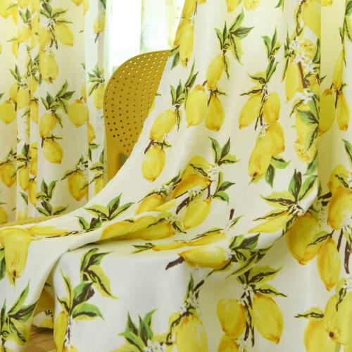 Yellow Lemon Pattern Curtains Home Decoration For Living Room Bedroom Nordic Window Organza Fabrics For Kids Tulle Curtains