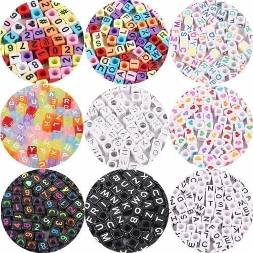 Mixed Square Alphabet Letter/Number Beads 100pcs 6x6mm Charms Bracelet Necklace For Jewelry Making DIY Accessories