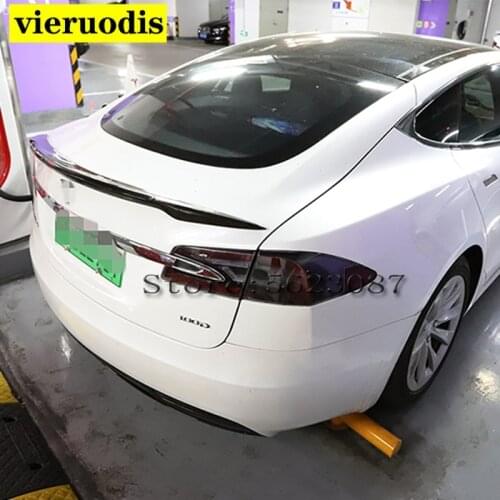 For Tesla Model S 2015-2017 Rear Wing Spoiler, Trunk Boot Wings Spoilers carbon fiber 3M Paste