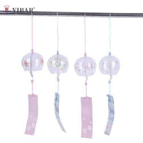 1PC Glass Wind Chimes Hanging Craft Wind Bell Home Decors Sakura Pattern