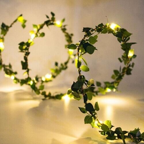 LED Leaves Fairy String Lights Battery Powered Wedding Festival Party Garland Decorative Copper Wire Lamp