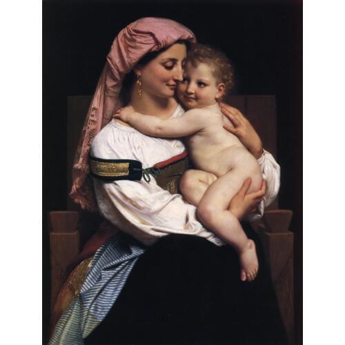 Handmade Oil painting reproduction Woman of Cervara and Her Child by William Bouguereau