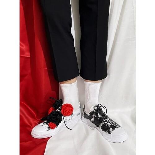 Vulcanized shoes trend selection customized flat-bottom lace-up womens shoes fashion street shooting high-top canvas shoes