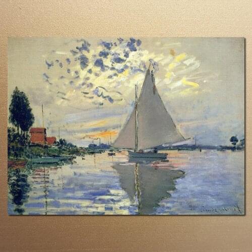 High quality Claude Monet modern art Sailboat at Le Petit-Gennevilliers Oil paintings reproduction hand painted